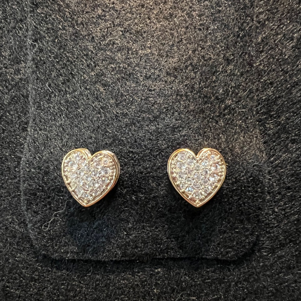 Heart Stud Earrings, Pave Swarovski Crystals